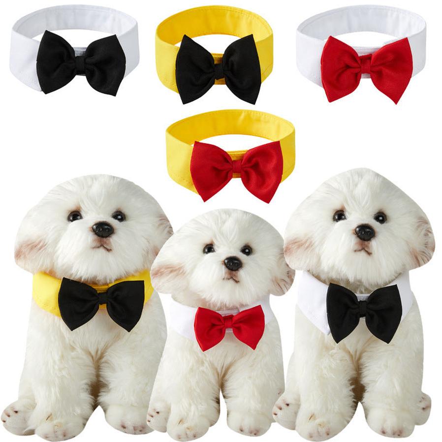 JMT-025610 Adjustable Velcro Bow Tie Pet Collar in Black and Yellow, Red and Yellow, Black and White, Red and White