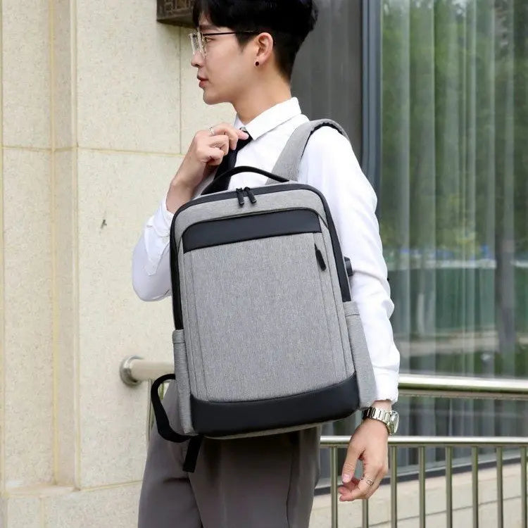 JMT-026122 High Capacity USB Charging Backpack for Travel - Black Design Suitable for Men