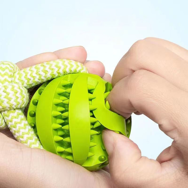 JMT-026250 Interactive Dog Toy with Treat Ball and Hemp Rope for Small Dogs - Durable Chew Toy for Dental Health and Reducing Destructive Behavior