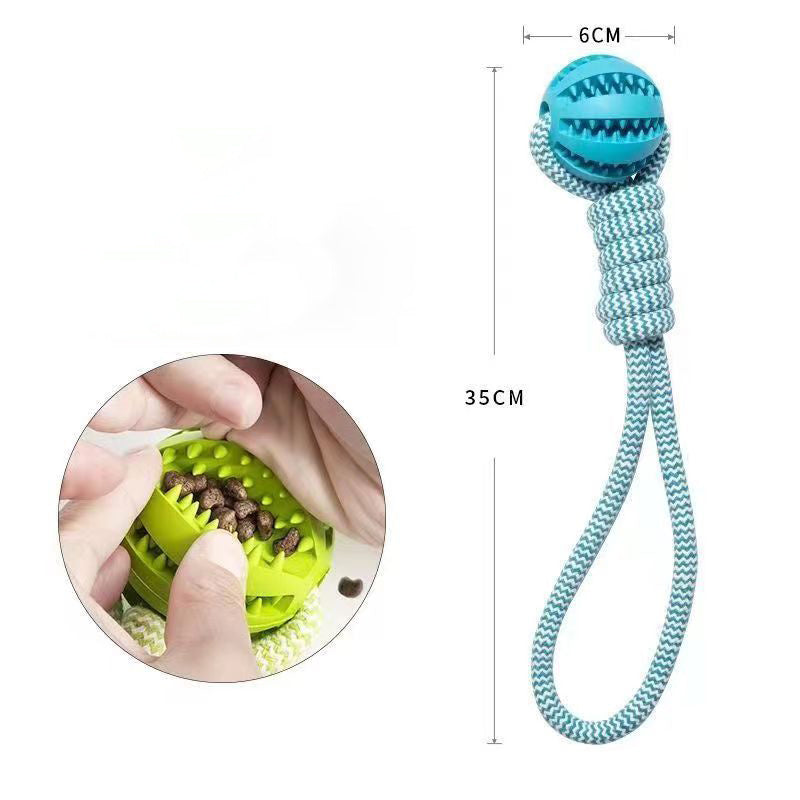 JMT-026250 Interactive Dog Toy with Treat Ball and Hemp Rope for Small Dogs - Durable Chew Toy for Dental Health and Reducing Destructive Behavior