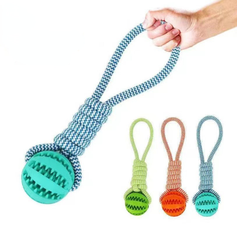 JMT-026250 Interactive Dog Toy with Treat Ball and Hemp Rope for Small Dogs - Durable Chew Toy for Dental Health and Reducing Destructive Behavior