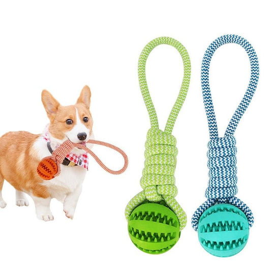 JMT-026250 Interactive Dog Toy with Treat Ball and Hemp Rope for Small Dogs - Durable Chew Toy for Dental Health and Reducing Destructive Behavior