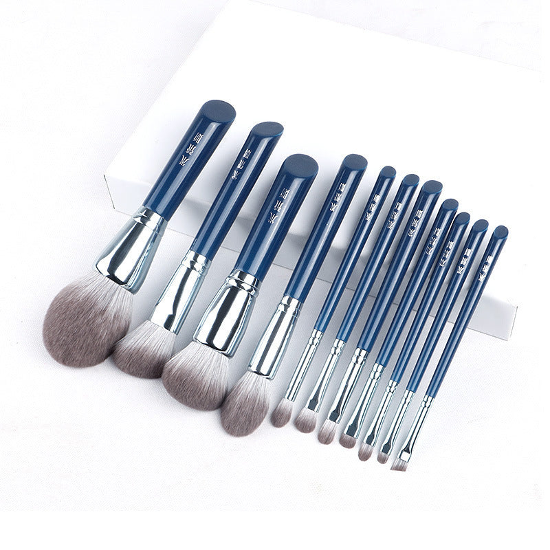 JMT-026378 11-Piece Quick-Drying Bionic Fiber Makeup Brush Set with Wooden Handles
