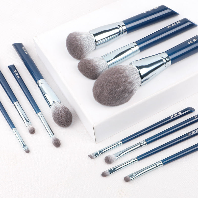JMT-026378 11-Piece Quick-Drying Bionic Fiber Makeup Brush Set with Wooden Handles