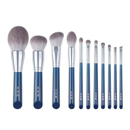 JMT-026378 11-Piece Quick-Drying Bionic Fiber Makeup Brush Set with Wooden Handles