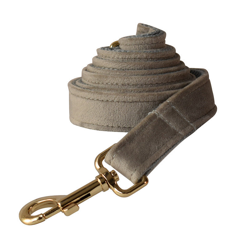 JMT-026442 Gold Buckle Flannel Chest Strap with Bow and Flower for Dogs - Multiple Sizes Available