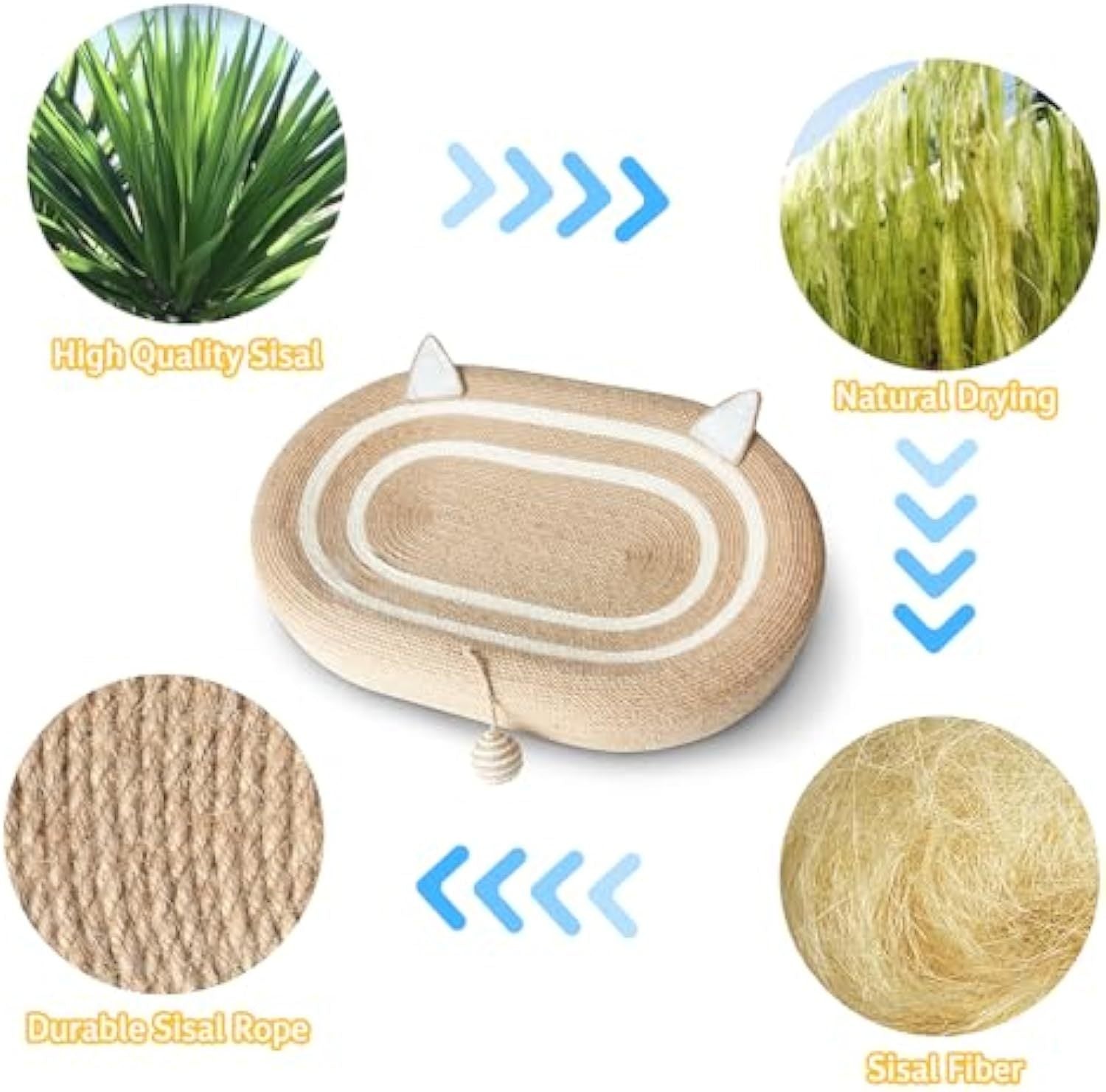 JMT-026570 3-in-1 Cat Scratcher Bed with Sisal Pads for Indoor Cats - Anti-Slip Design, Durable and Comfortable