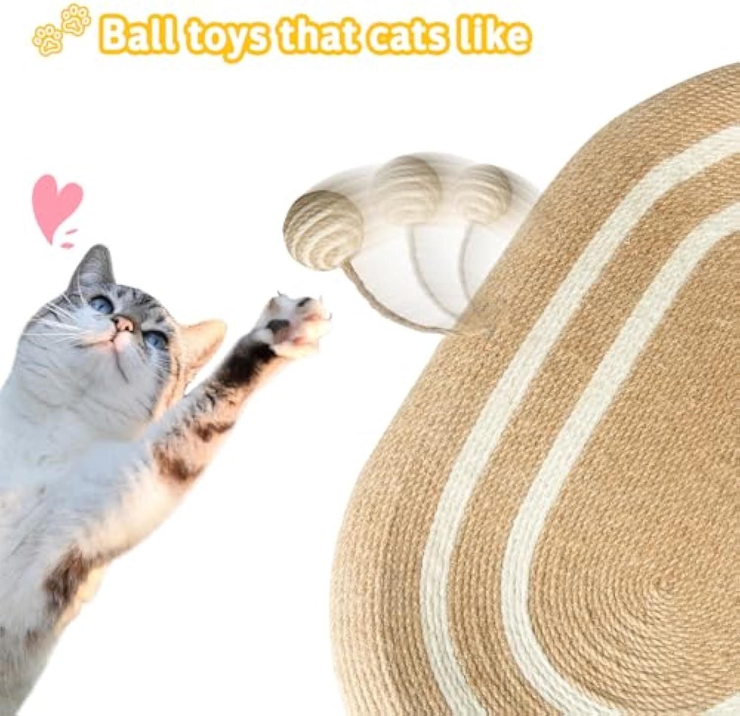 JMT-026570 3-in-1 Cat Scratcher Bed with Sisal Pads for Indoor Cats - Anti-Slip Design, Durable and Comfortable