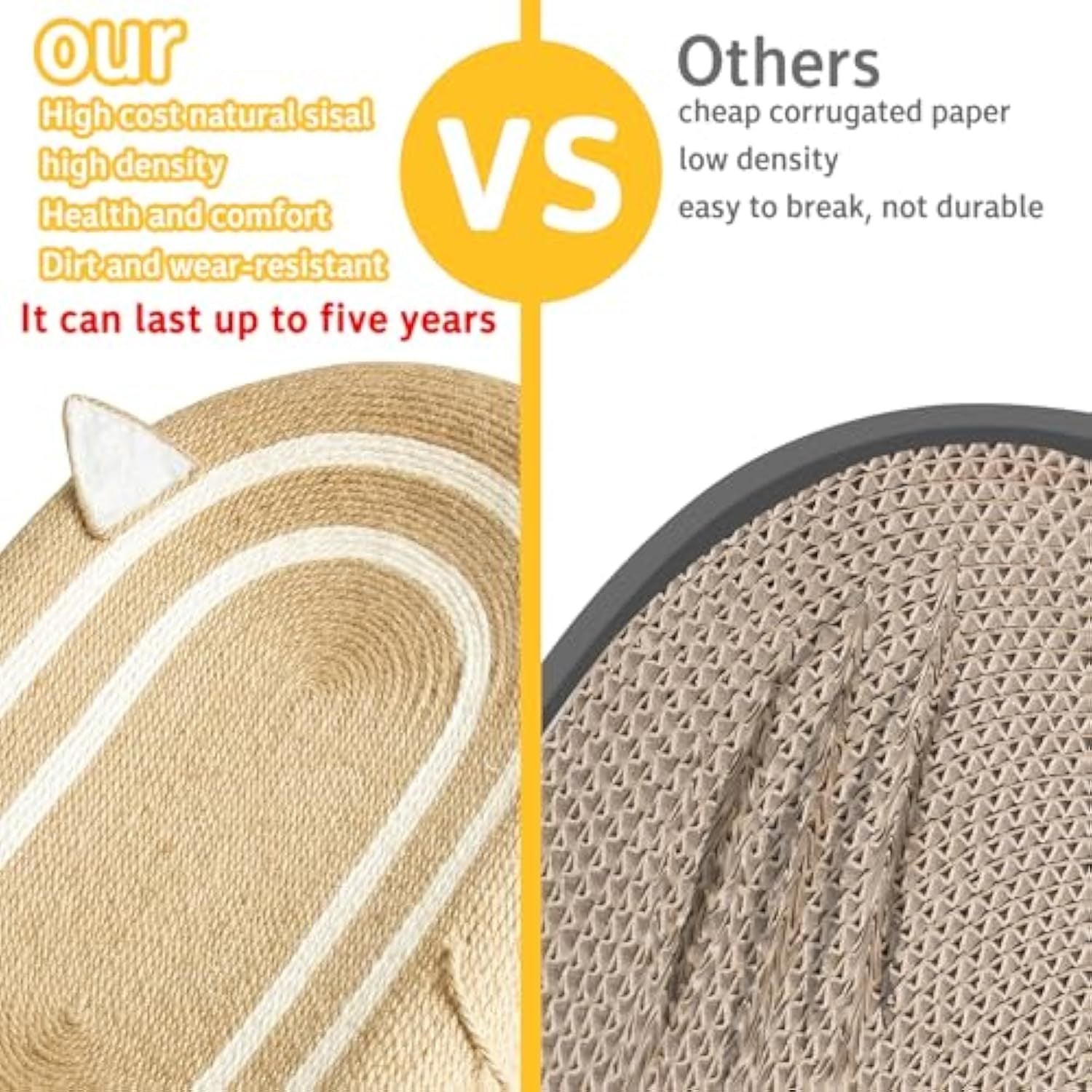 JMT-026570 3-in-1 Cat Scratcher Bed with Sisal Pads for Indoor Cats - Anti-Slip Design, Durable and Comfortable
