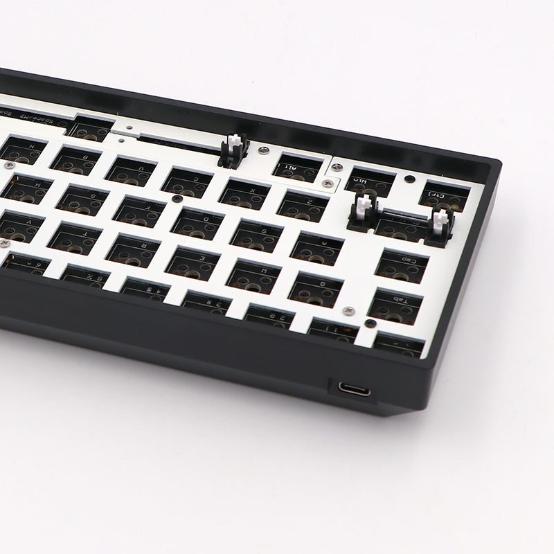 JMT-026570 Custom RGB Wired Keyboard for PC with USB and Bluetooth Connectivity - GK61X Semi-Finished Black Shell