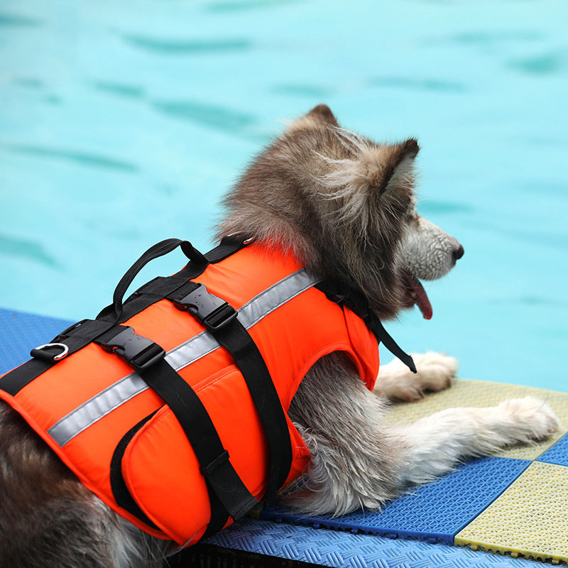 JMT-027018 Cooling Pet Life Jacket for Dogs, High Buoyancy Swim Suit in Orange, Multiple Sizes Available