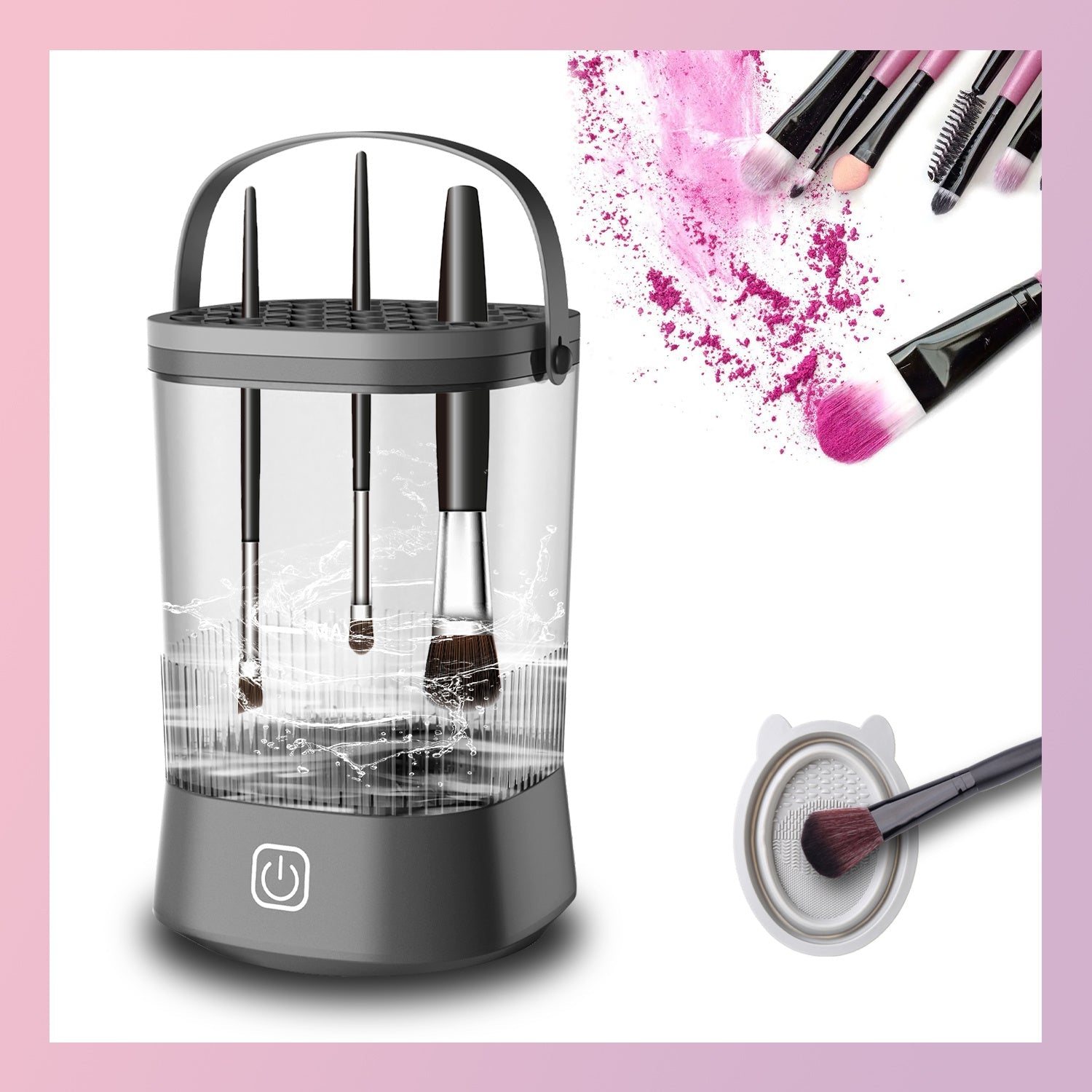 JMT-027530 Electric Makeup Brush Cleaner with 9000 RPM Motor - Automatic and Waterproof Brush Washer for All Sizes