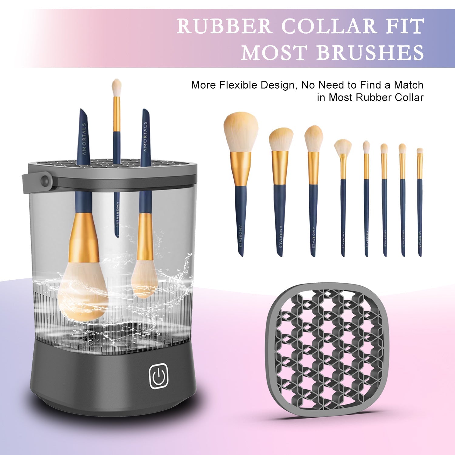 JMT-027530 Electric Makeup Brush Cleaner with 9000 RPM Motor - Automatic and Waterproof Brush Washer for All Sizes