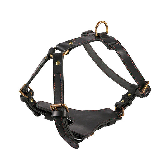 JMT-027594 Leather Dog Chest Harness with Automatic Traction Rope for Comfortable Walking