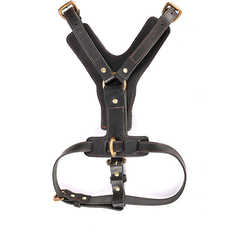 JMT-027594 Leather Dog Chest Harness with Automatic Traction Rope for Comfortable Walking