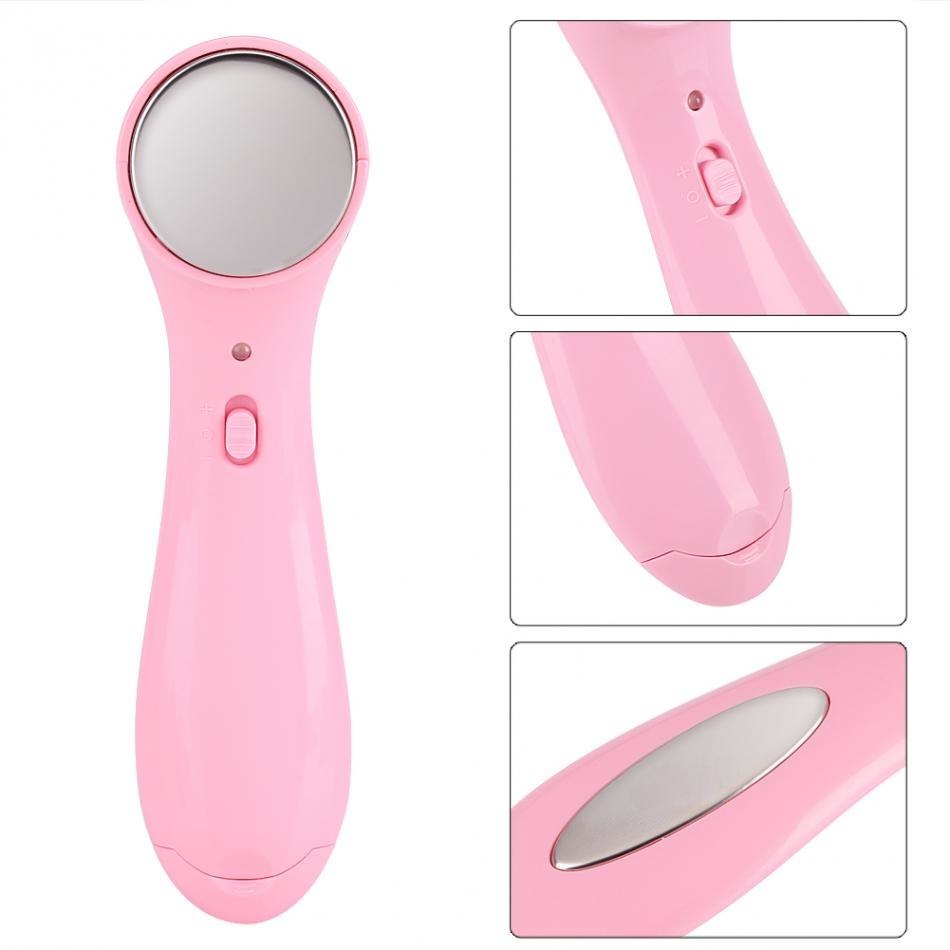 JMT-027658 Ultrasonic Facial Massager for Skin Tightening, Anti-Aging and Pore Cleansing, White/Pink