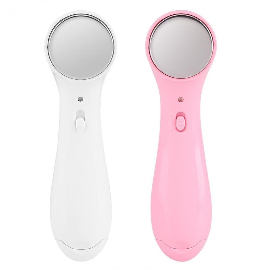 JMT-027658 Ultrasonic Facial Massager for Skin Tightening, Anti-Aging and Pore Cleansing, White/Pink