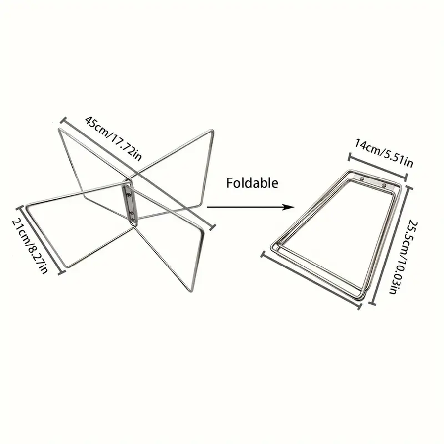 JMT-028298 Portable Stainless Steel Folding Rack with Moisture-Proof Insulated Storage Base for Outdoor Use