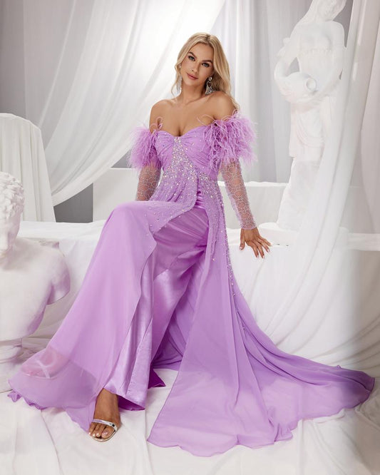 JMT-028490 Elegant Purple Evening Gown for Women - Style SH0155