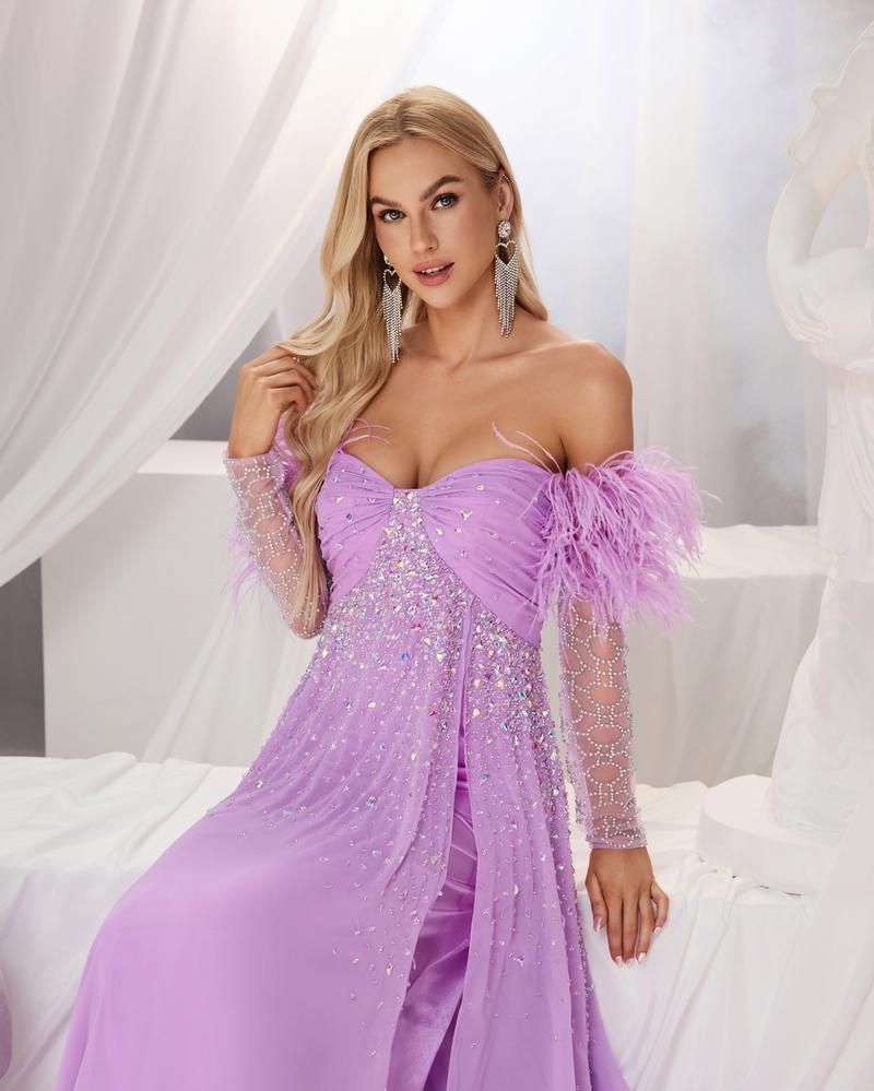 JMT-028490 Elegant Purple Evening Gown for Women - Style SH0155