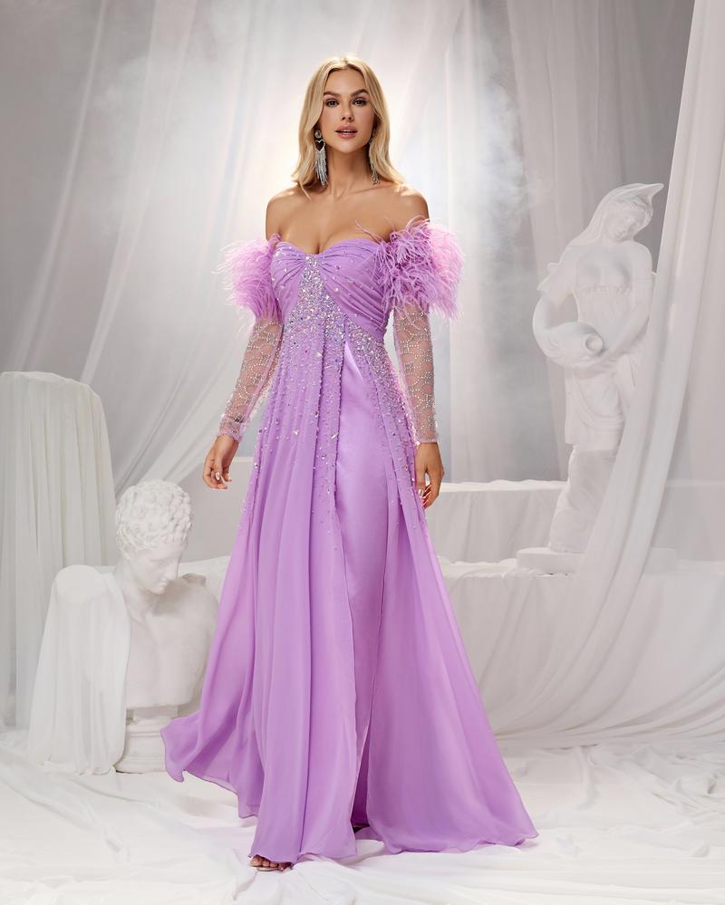 JMT-028490 Elegant Purple Evening Gown for Women - Style SH0155