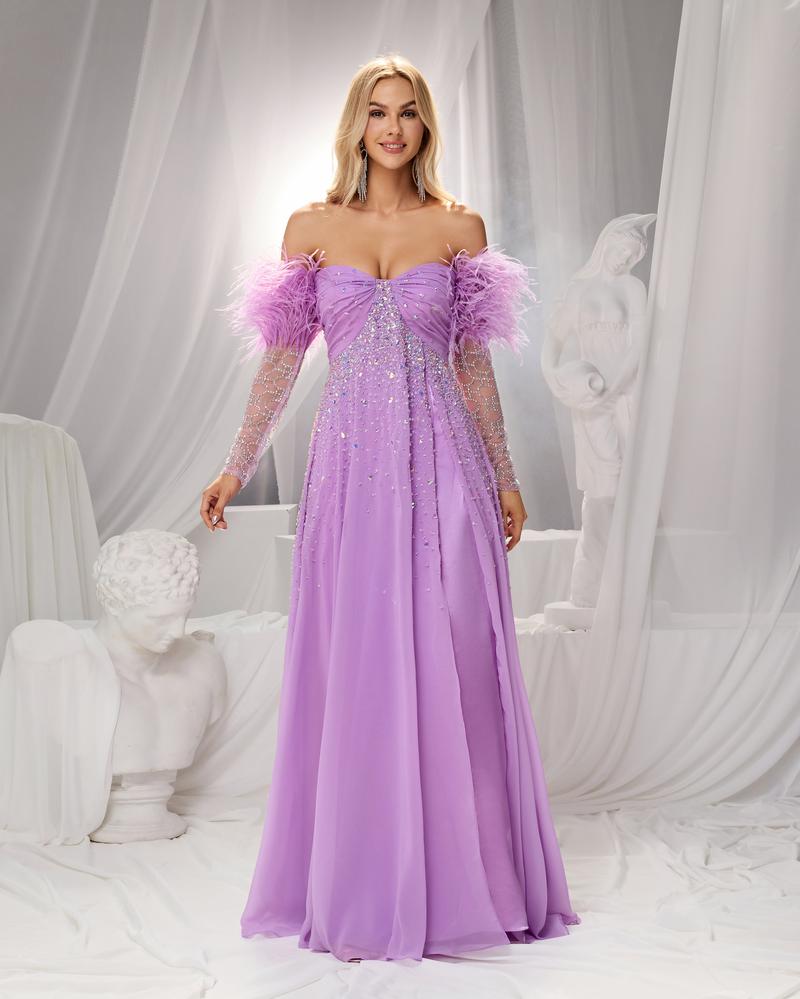 JMT-028490 Elegant Purple Evening Gown for Women - Style SH0155