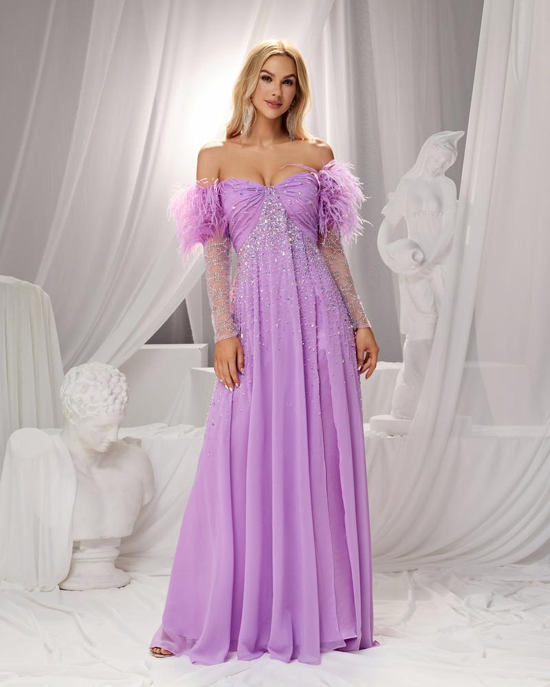 JMT-028490 Elegant Purple Evening Gown for Women - Style SH0155