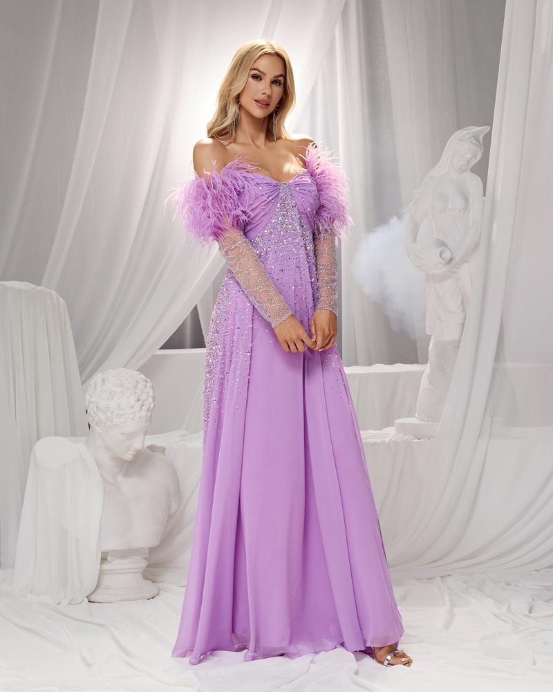 JMT-028490 Elegant Purple Evening Gown for Women - Style SH0155