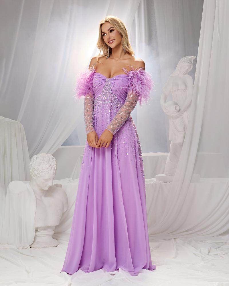 JMT-028490 Elegant Purple Evening Gown for Women - Style SH0155