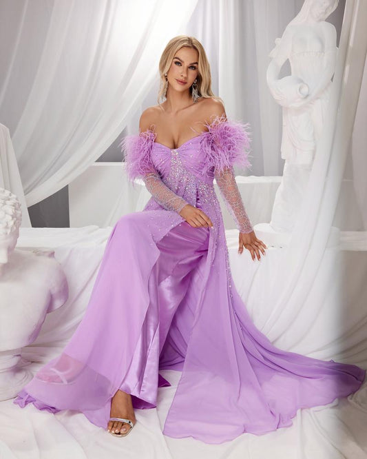 JMT-028490 Elegant Purple Evening Gown for Women - Style SH0155