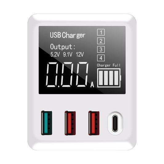 JMT-028746 Universal 4-Port Fast Charge Travel Charger with QC3.0 and Type-C Output, Adaptive Voltage and Current, White