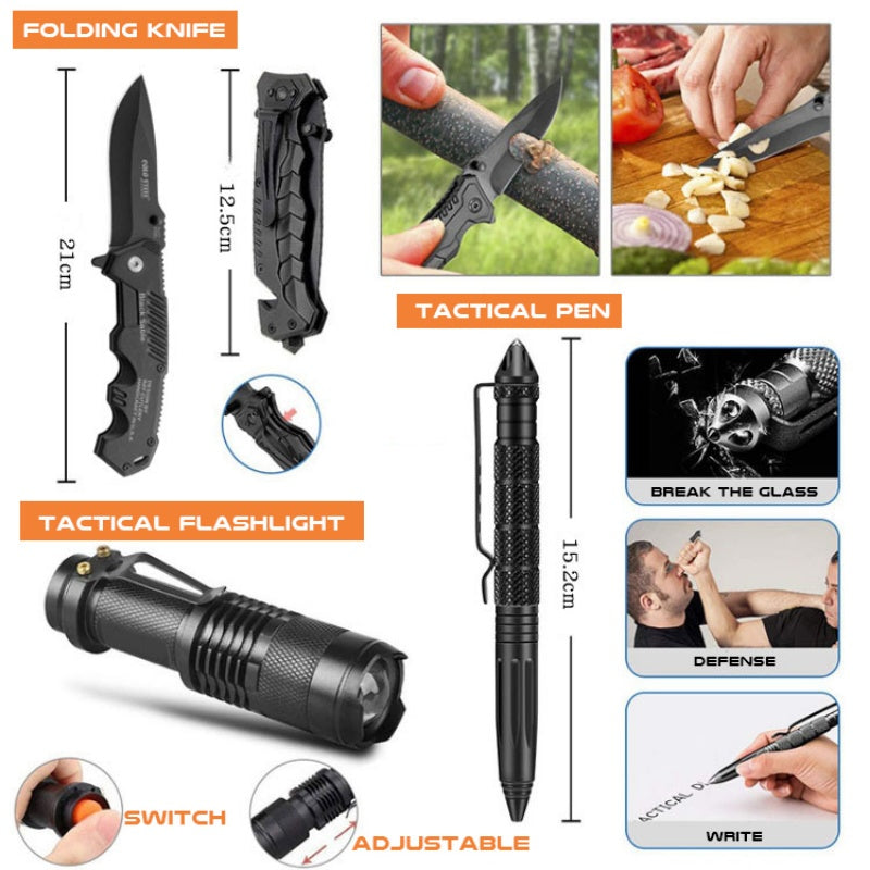 JMT-028938 10-in-1 Outdoor Survival Tool Set with First Aid Kit and Emergency Gear