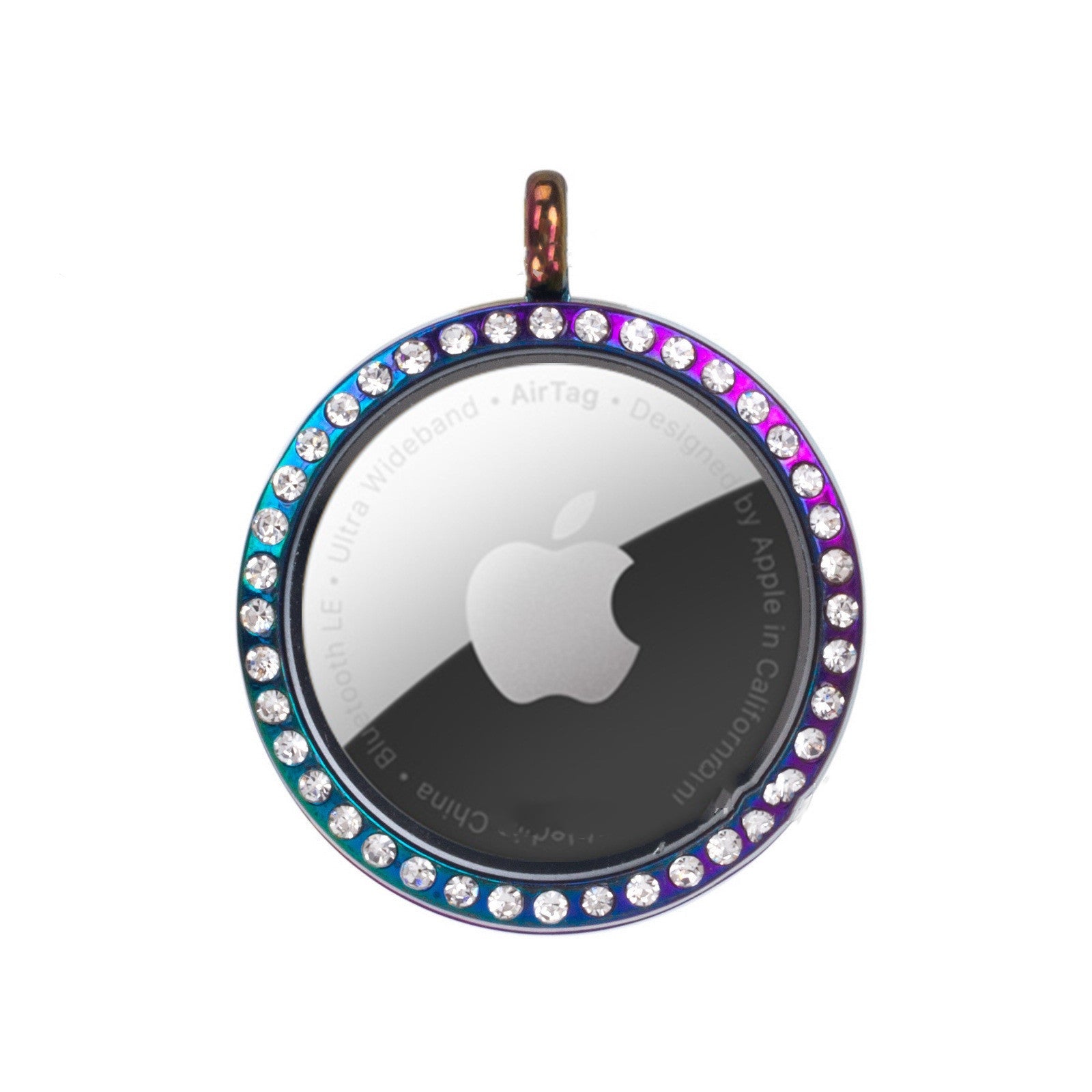 JMT-029258 Metal Diamond-Studded Anti-Lost Positioning Tracker Protective Cover - Luxury Flip Style