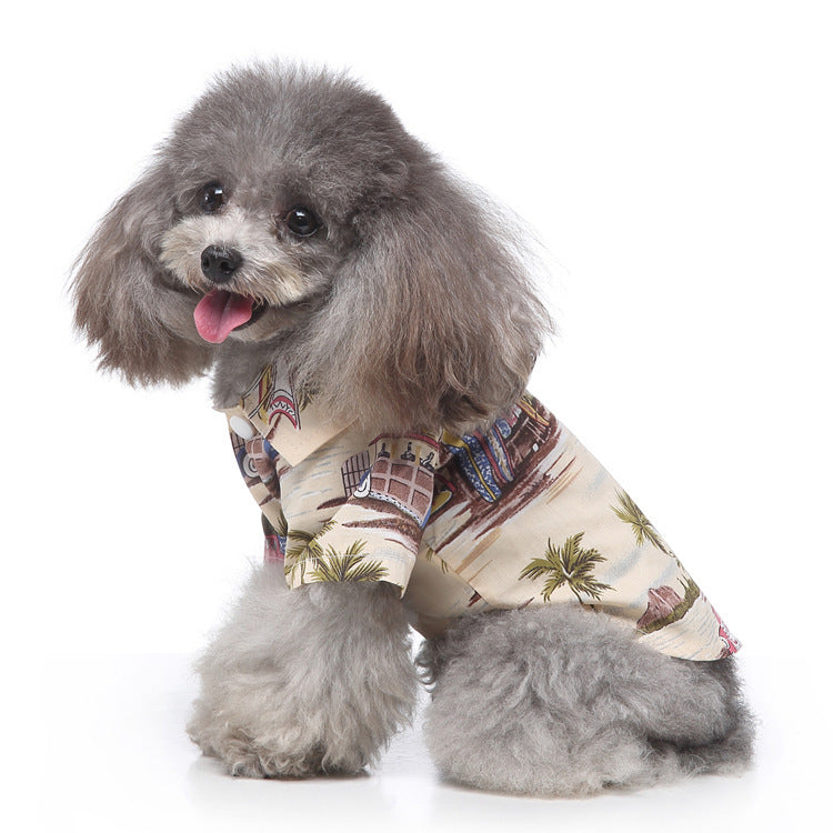 JMT-029322 Hawaiian Print Beach Plaid Shirt for Pets - Cotton Dog Apparel