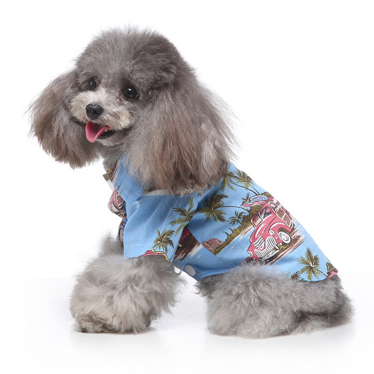 JMT-029322 Hawaiian Print Beach Plaid Shirt for Pets - Cotton Dog Apparel