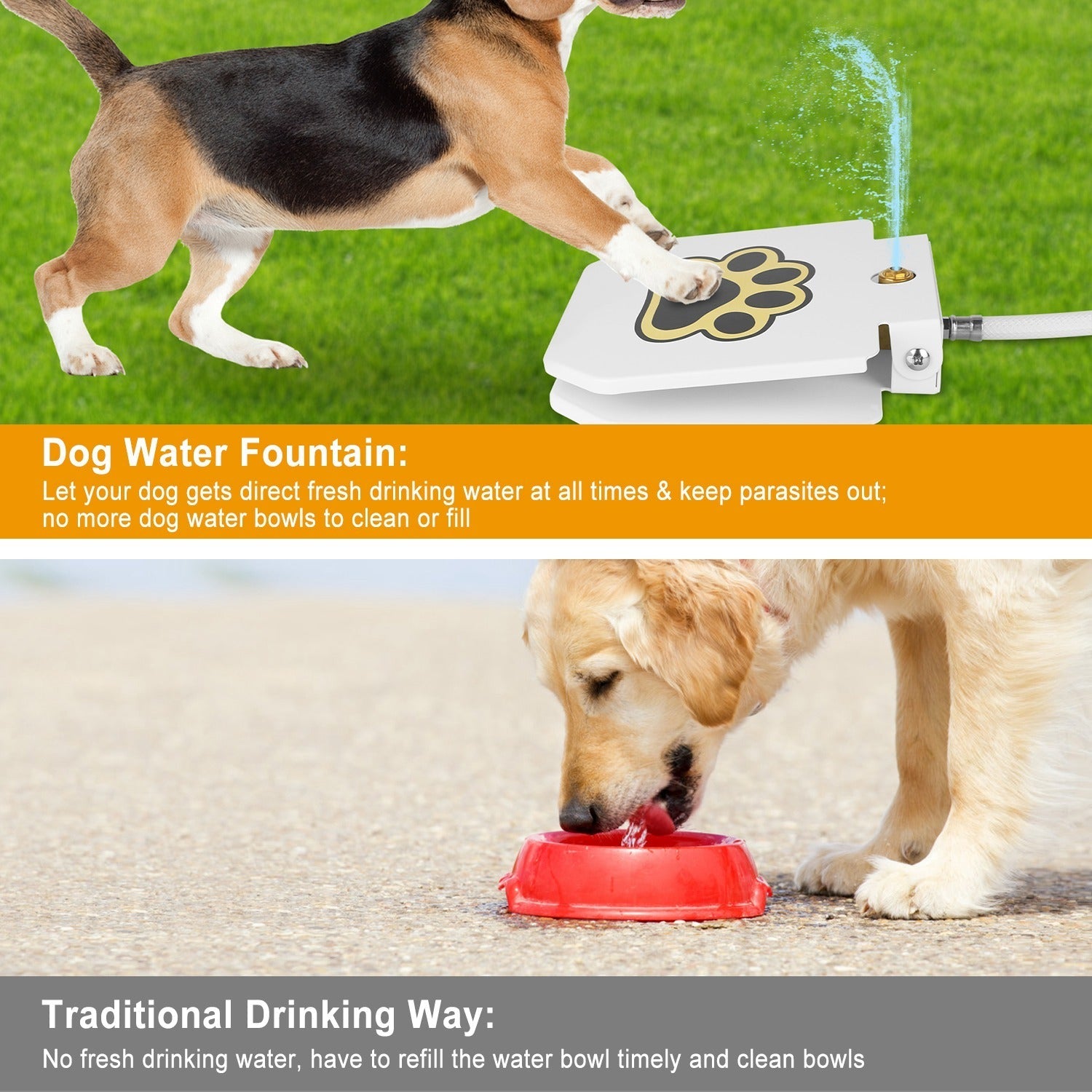JMT-029578 Outdoor Dog Water Fountain with Step-On Paw Pedal for Interactive Hydration
