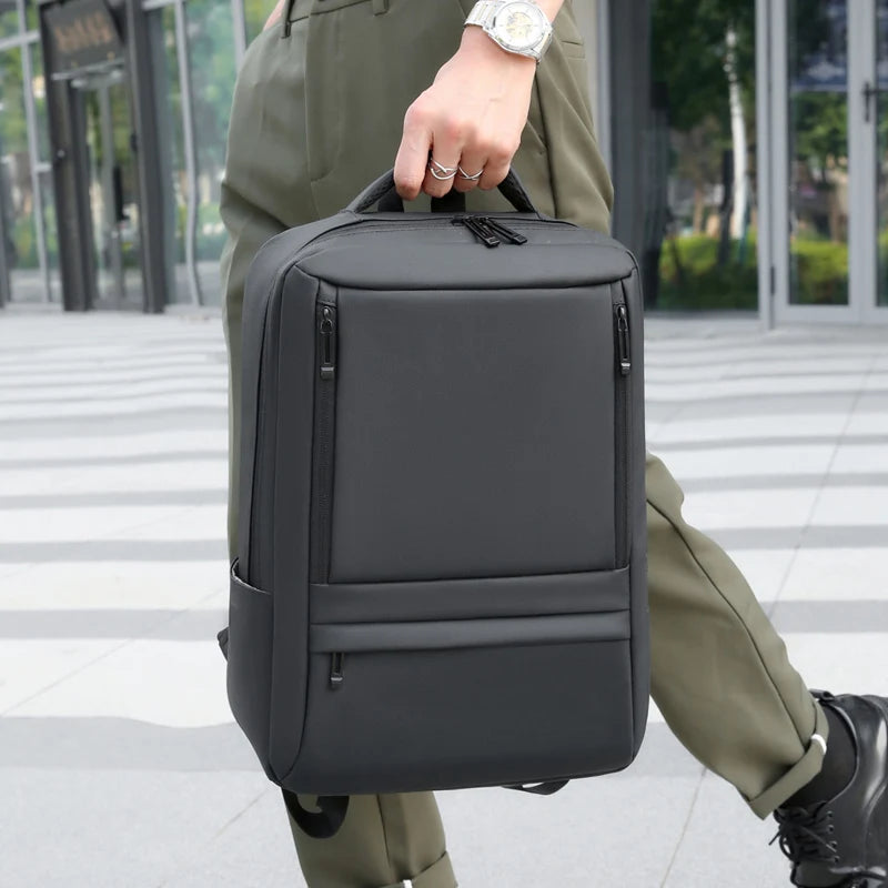 JMT-029578 Waterproof Nylon Laptop Backpack for Men & Women - USB Charging, 17 Inch Black Design