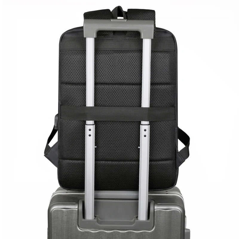 JMT-029578 Waterproof Nylon Laptop Backpack for Men & Women - USB Charging, 17 Inch Black Design