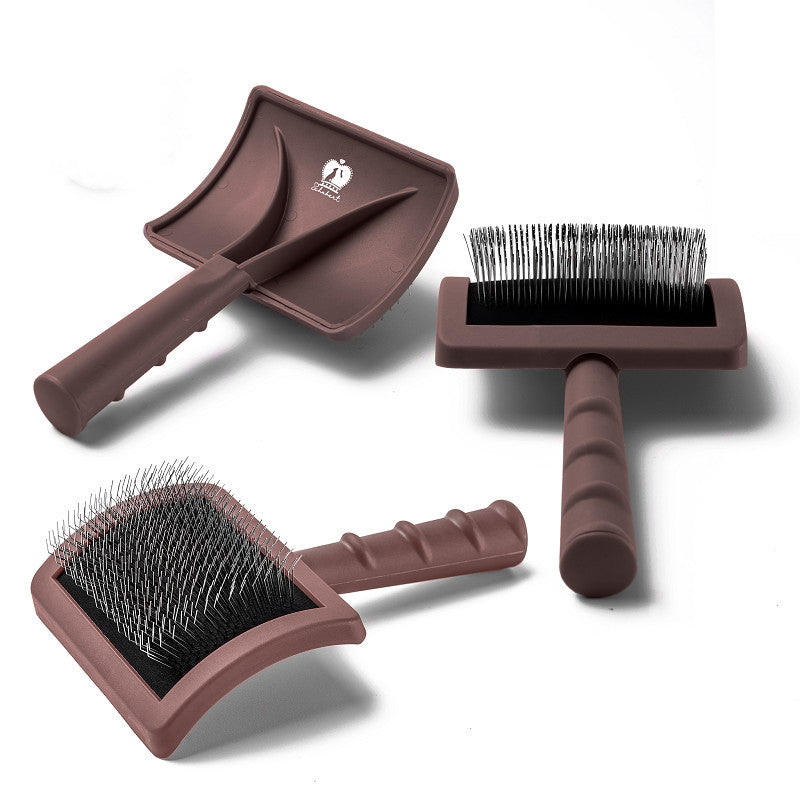 JMT-029642 Knot Comb for Dogs with Hard Stainless Steel Needles - Available in Pink, Red, Black, and Brown