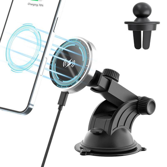JMT-029898 Magnetic Wireless Car Charger for iPhone 12 Series - Fast Charging Dashboard Mount with 360° Rotation