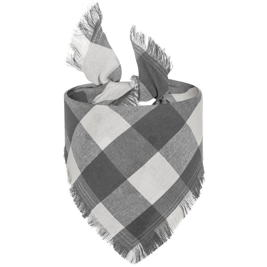 JMT-030026 Pet Triangle Scarf with Tassels - Woven Cloth Bandana for Dogs, Grid Pattern, 65 x 45 x 45 cm