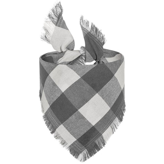 JMT-030026 Pet Triangle Scarf with Tassels - Woven Cloth Bandana for Dogs, Grid Pattern, 65 x 45 x 45 cm