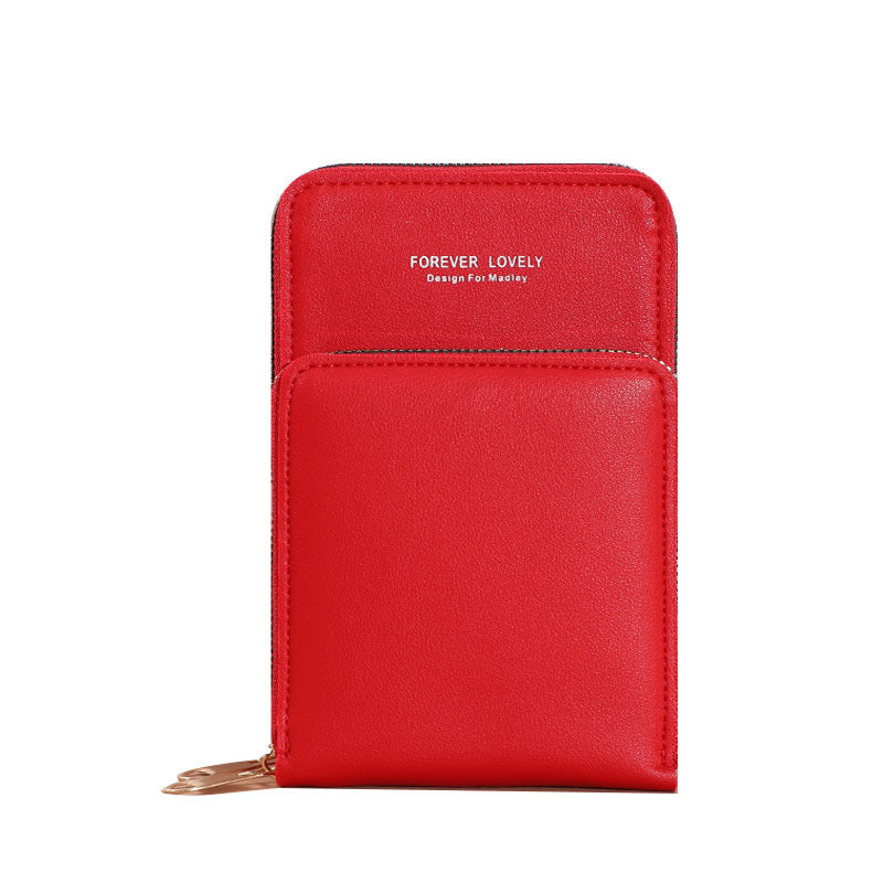 JMT-030090 Pure Color Small Diagonal Mini Wallet with Touch Screen, PU Leather, Multiple Colors Available