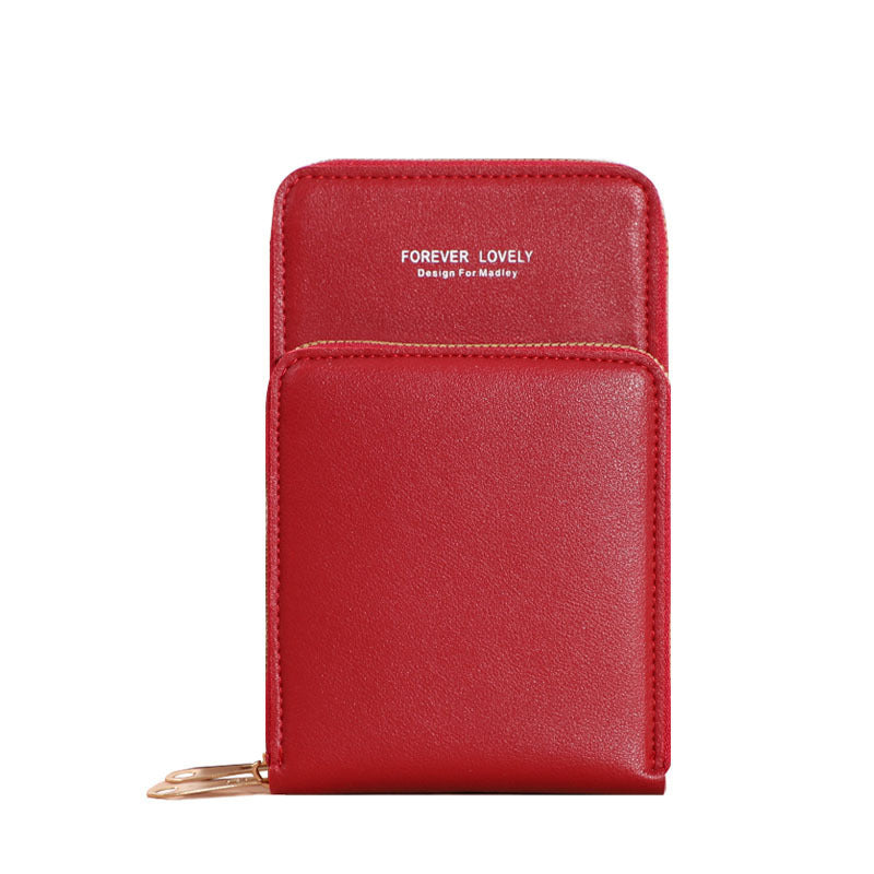 JMT-030090 Pure Color Small Diagonal Mini Wallet with Touch Screen, PU Leather, Multiple Colors Available