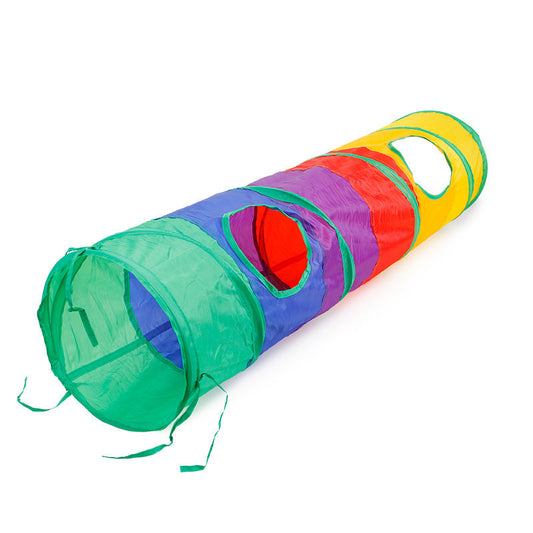 JMT-030538 Rainbow Collapsible Cat Tunnel - Polyester Pet Toy for Play and Comfort