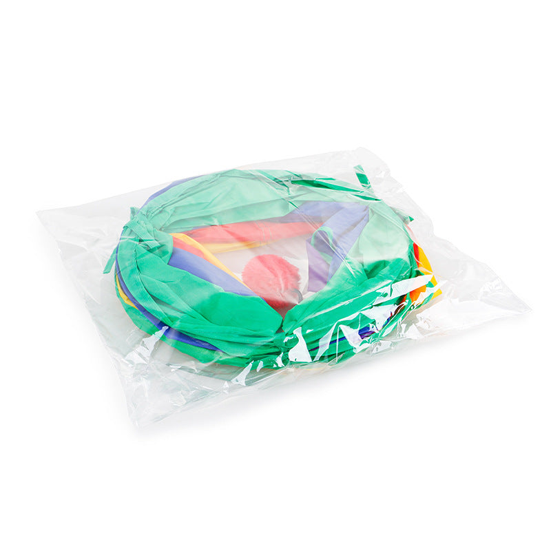 JMT-030538 Rainbow Collapsible Cat Tunnel - Polyester Pet Toy for Play and Comfort