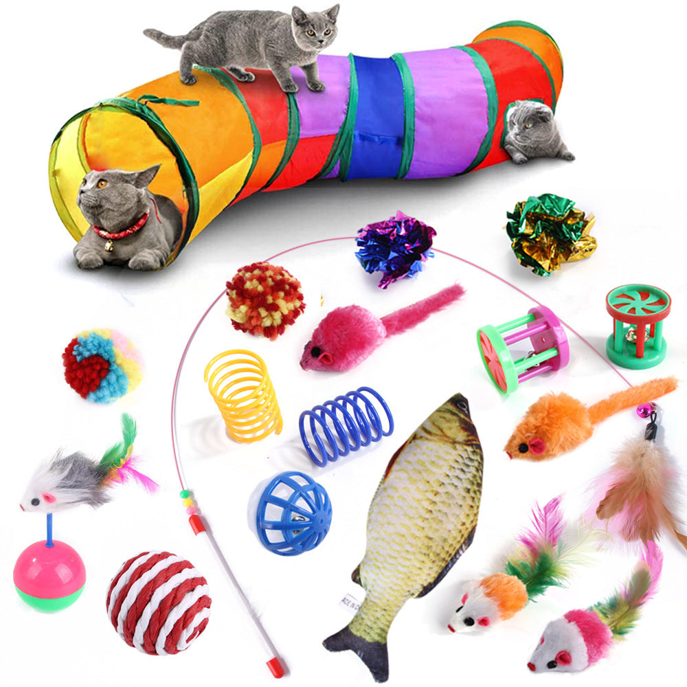 JMT-030538 Rainbow Collapsible Cat Tunnel - Polyester Pet Toy for Play and Comfort