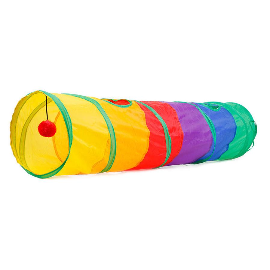 JMT-030538 Rainbow Collapsible Cat Tunnel - Polyester Pet Toy for Play and Comfort