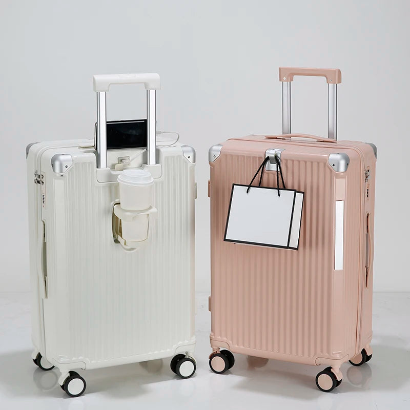 JMT-030602 Compact USB Travel Trolley Suitcase with Wheels - Lightweight ABS and Polyester Cabin Luggage