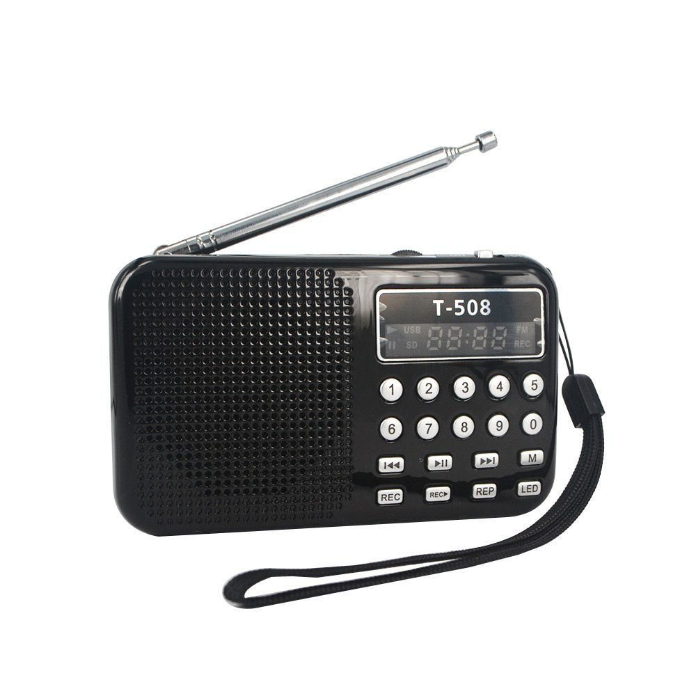 JMT-030730 Mini Portable Dual Band Rechargeable Stereo Speaker with LED Display and FM Radio, Compatible with Multiple Devices